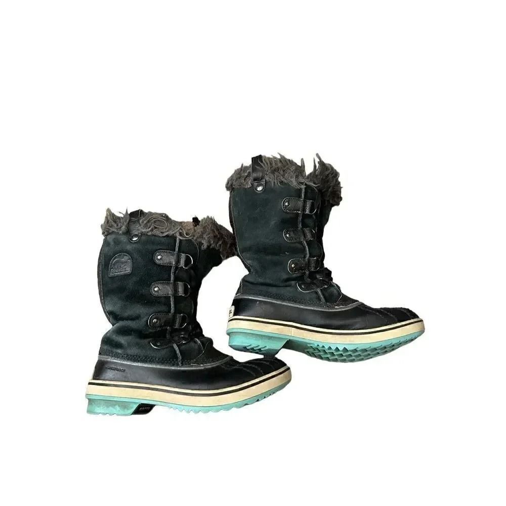 Sorel women’s suede faux fur lines black boots size 5